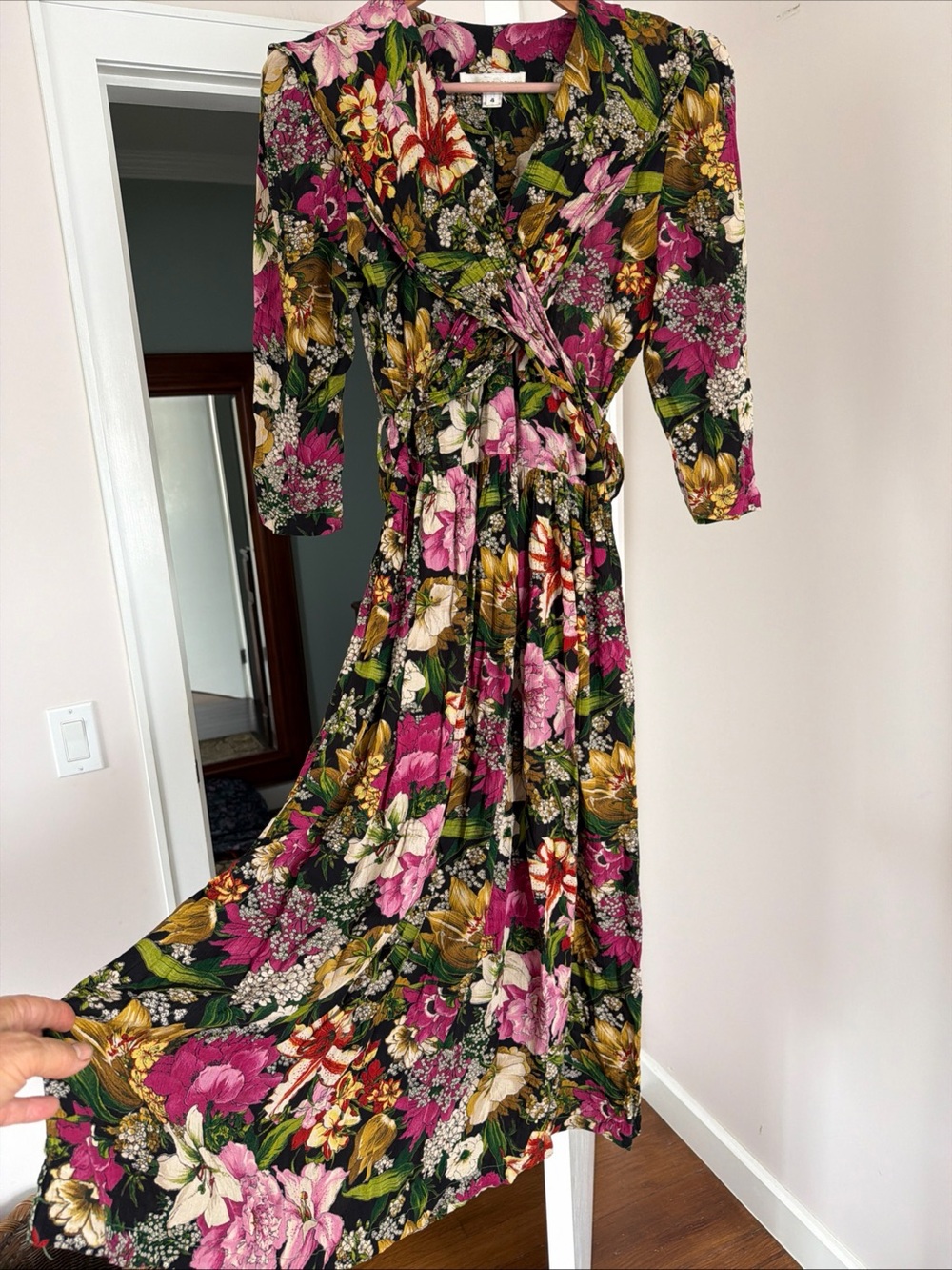 Dennis Goldsmith Vintage Floral 3/4 Sleeve Long Dress Size 4